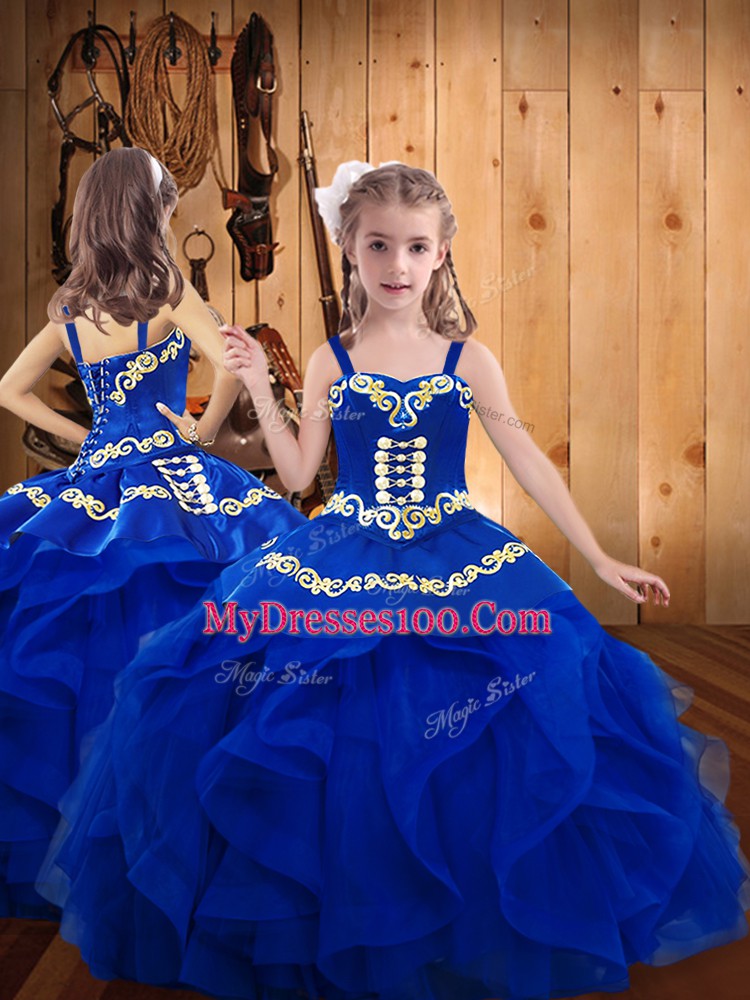 Adorable Royal Blue Quinceanera Dresses Military Ball and Sweet 16 and Quinceanera with Ruffles Sweetheart Sleeveless Lace Up