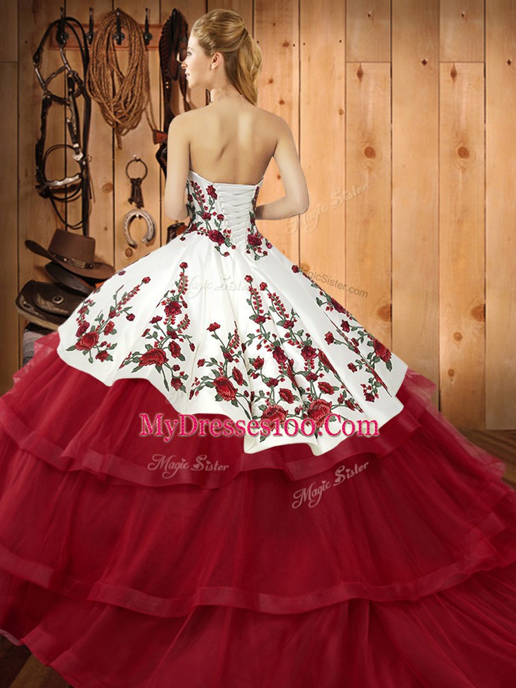 Perfect Sweetheart Sleeveless 15th Birthday Dress Sweep Train Embroidery Blue Organza