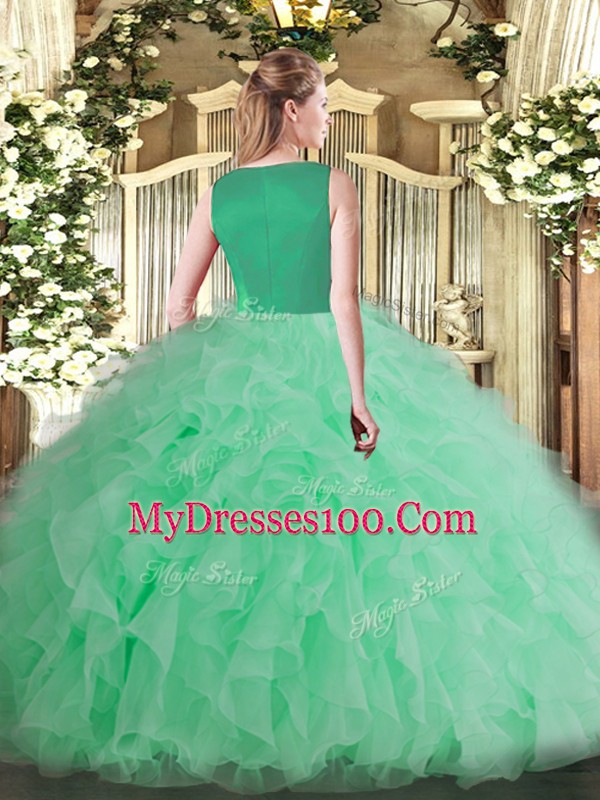 Custom Designed Floor Length Lavender Sweet 16 Quinceanera Dress Organza Sleeveless Beading and Ruffles