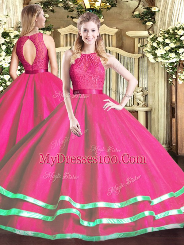 Captivating Scoop Sleeveless Tulle Quinceanera Dress Lace Zipper