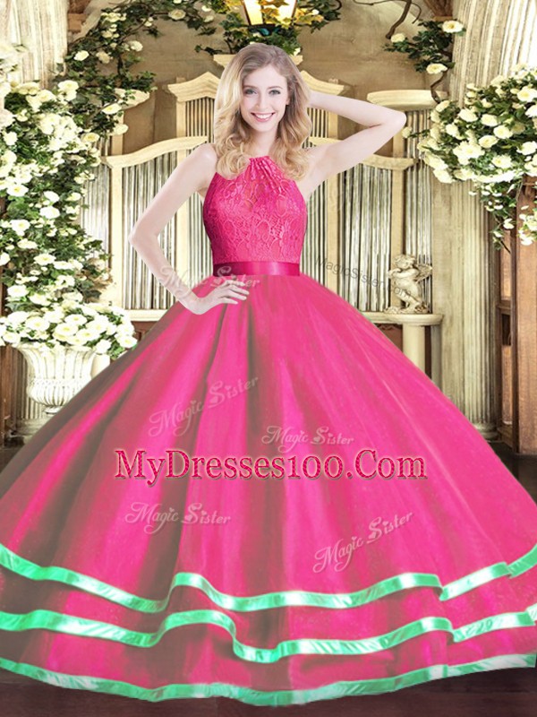 Captivating Scoop Sleeveless Tulle Quinceanera Dress Lace Zipper