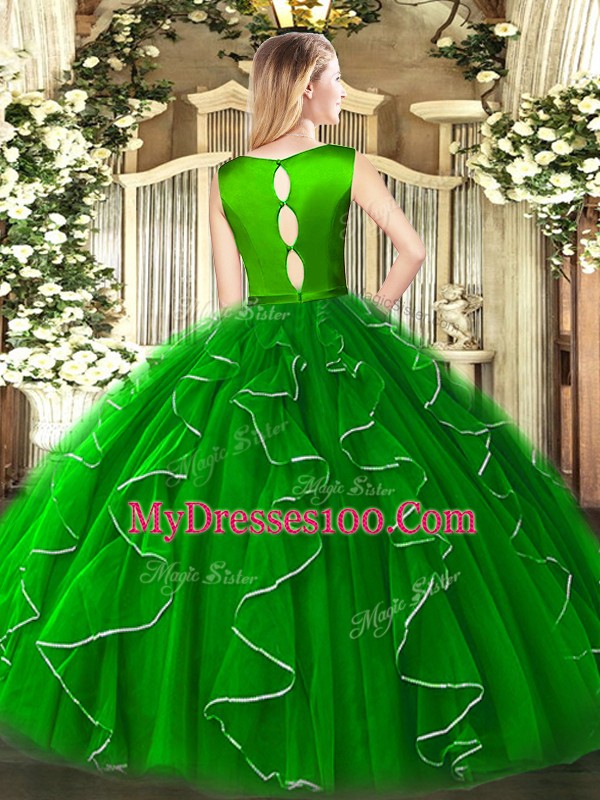 Organza Sleeveless Floor Length Sweet 16 Quinceanera Dress and Ruffles