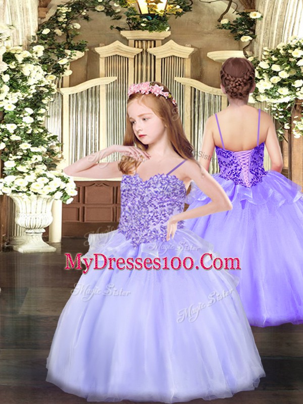 Vintage Lavender Ball Gowns Sweetheart Sleeveless Tulle Floor Length Lace Up Beading 15 Quinceanera Dress
