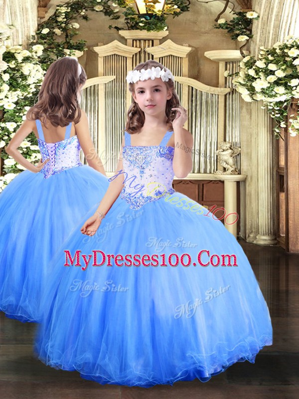 Fantastic Sweetheart Sleeveless Tulle 15th Birthday Dress Beading Lace Up