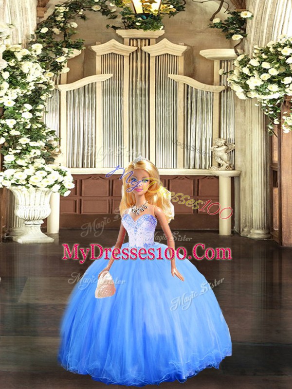 Fantastic Sweetheart Sleeveless Tulle 15th Birthday Dress Beading Lace Up