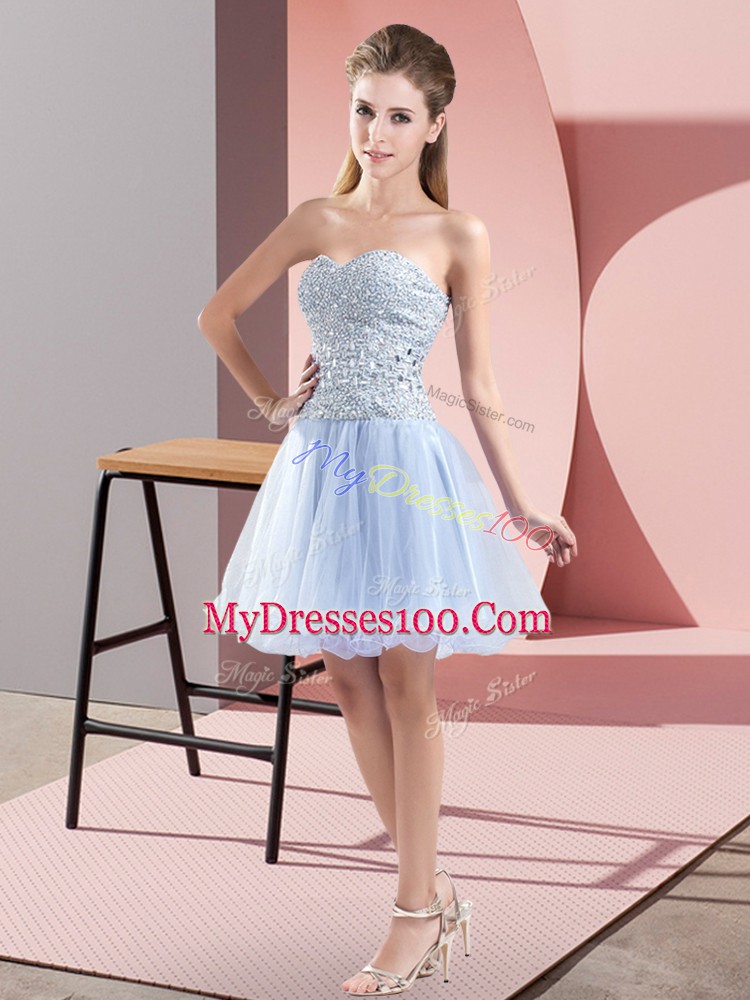 Beauteous Lavender Sweetheart Neckline Beading Prom Gown Sleeveless Zipper