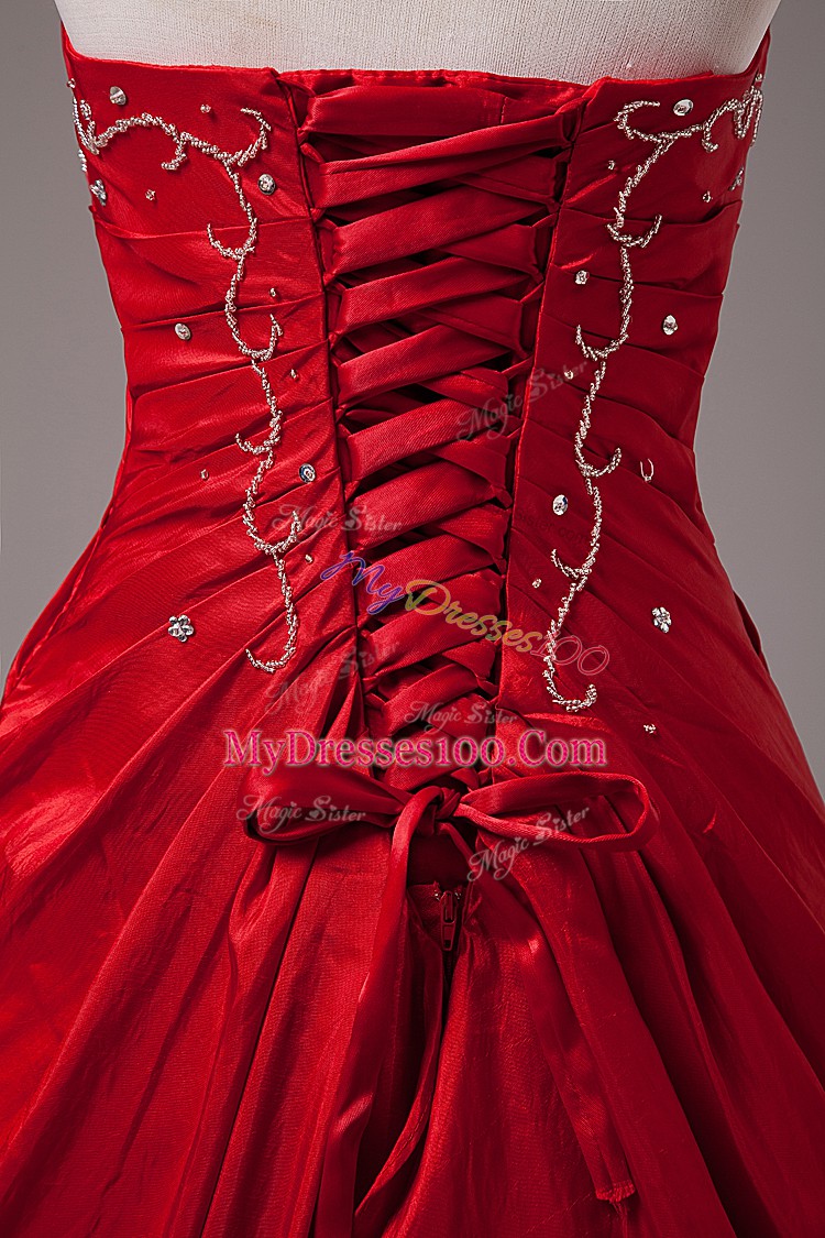 Sophisticated Wine Red Sleeveless Floor Length Beading and Embroidery Lace Up Sweet 16 Dress