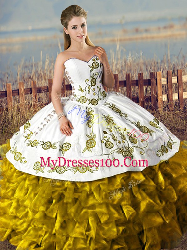 Super Floor Length Brown Quinceanera Dress Sweetheart Sleeveless Lace Up