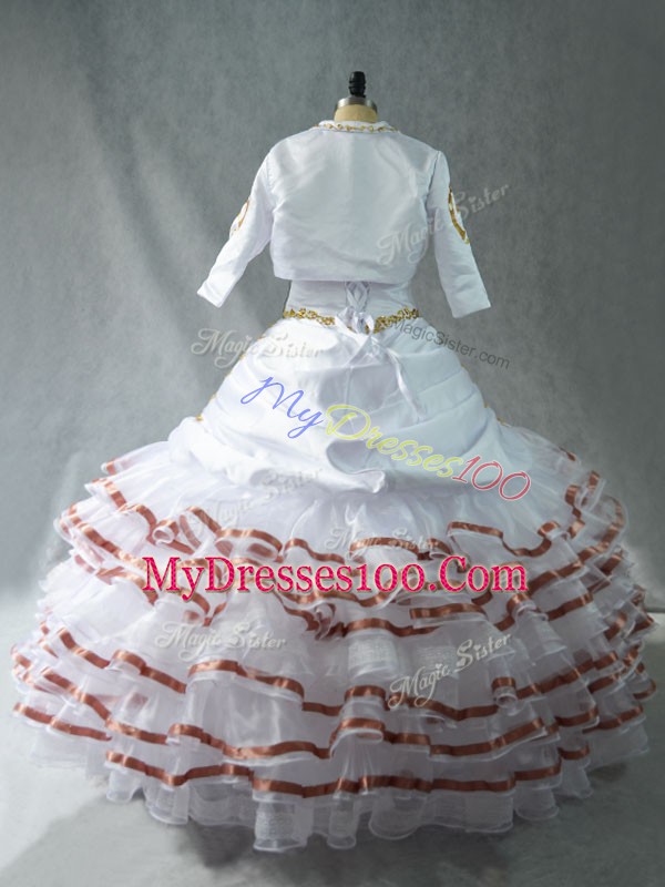 White Sleeveless Organza Lace Up Vestidos de Quinceanera for Sweet 16 and Quinceanera