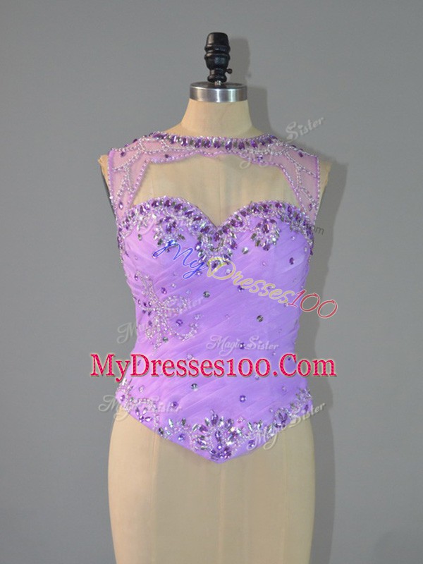 Lavender Quinceanera Gown Scoop Sleeveless Lace Up