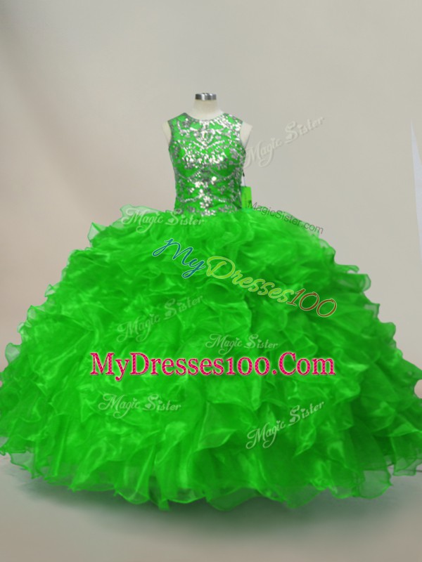 Floor Length Vestidos de Quinceanera Scoop Sleeveless Lace Up