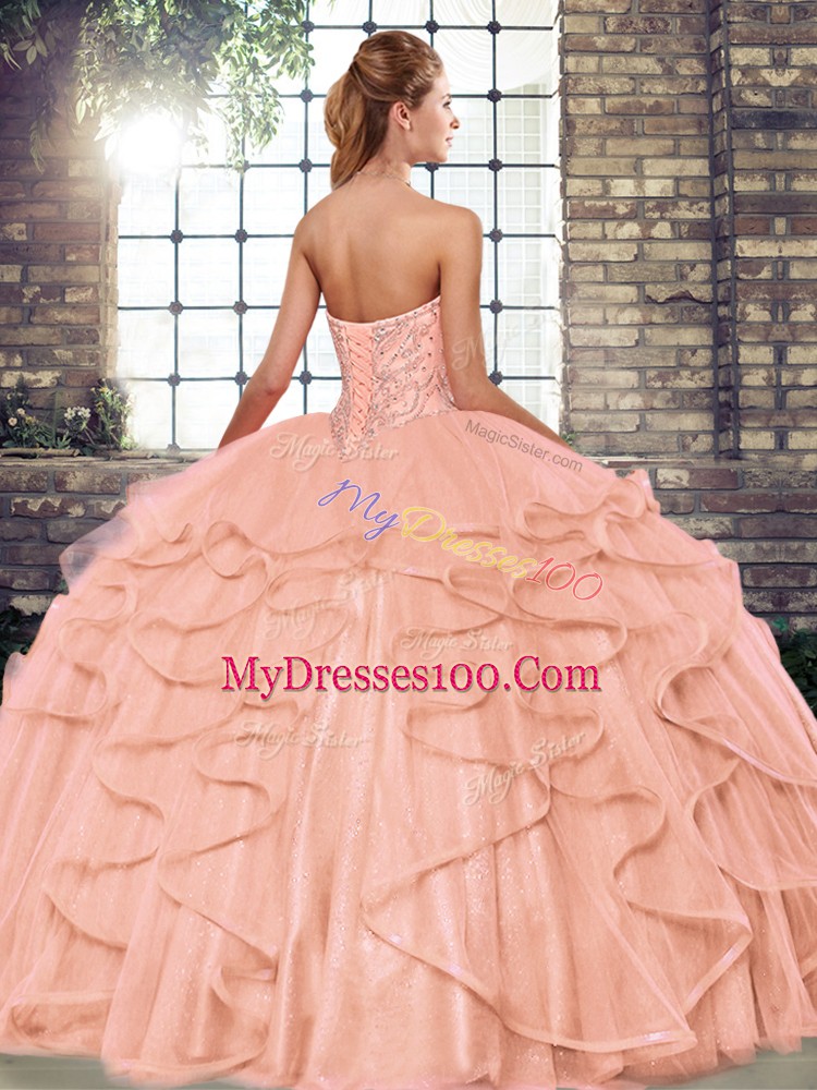 Affordable Sweetheart Sleeveless Lace Up Quinceanera Gowns Royal Blue Tulle