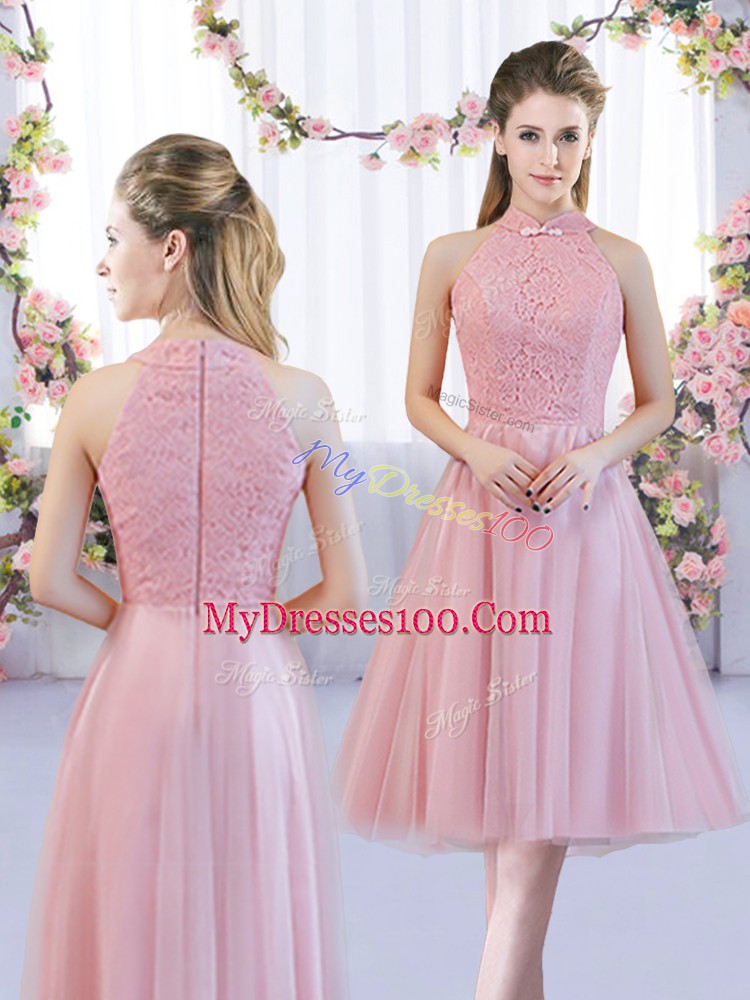 Tulle Cap Sleeves Tea Length Bridesmaid Dresses and Lace