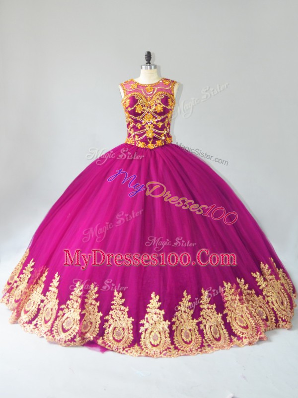 Sleeveless Lace Up Floor Length Beading and Appliques Quinceanera Dress