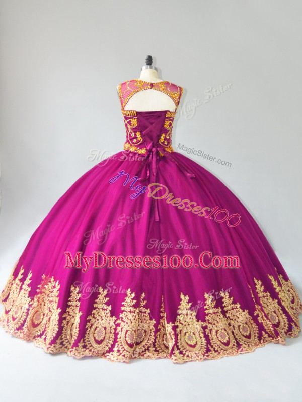 Sleeveless Lace Up Floor Length Beading and Appliques Quinceanera Dress