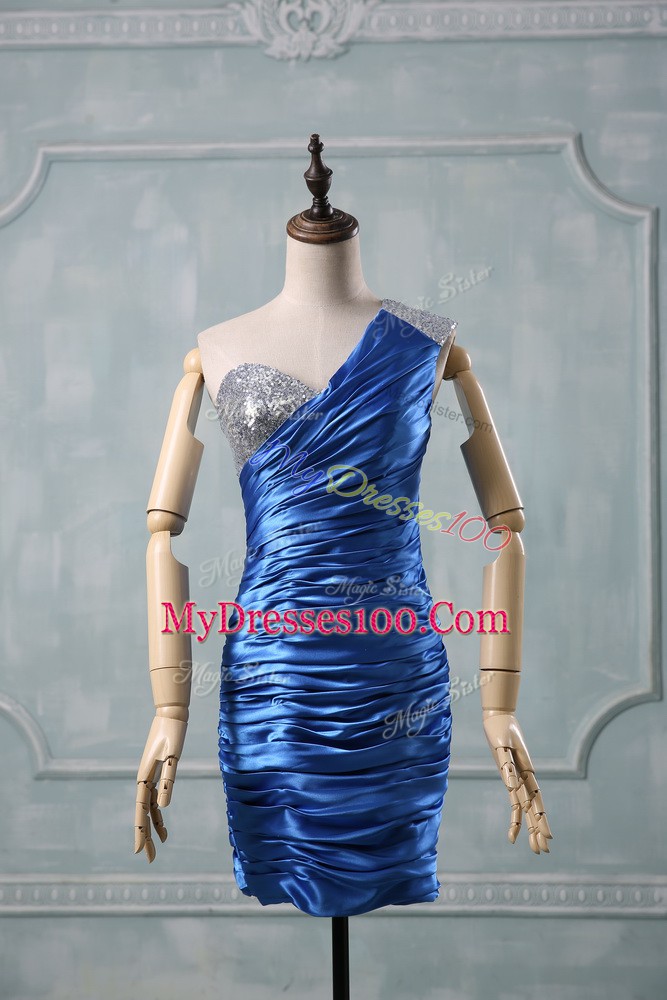 Flare Sleeveless Zipper Mini Length Beading Prom Evening Gown