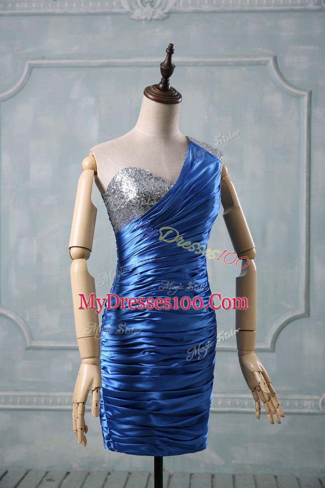 Flare Sleeveless Zipper Mini Length Beading Prom Evening Gown