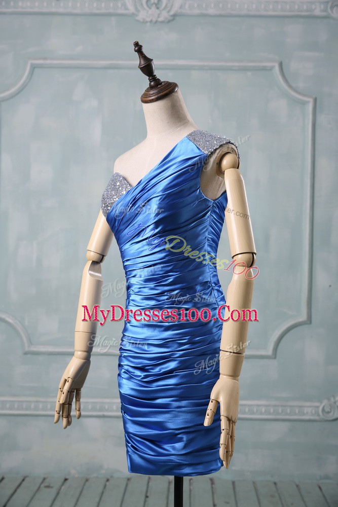Flare Sleeveless Zipper Mini Length Beading Prom Evening Gown