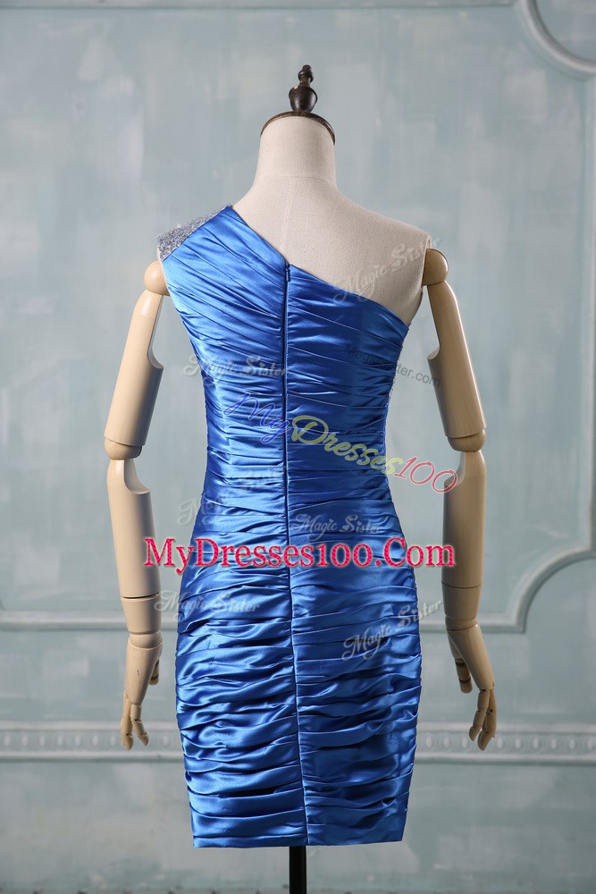 Flare Sleeveless Zipper Mini Length Beading Prom Evening Gown