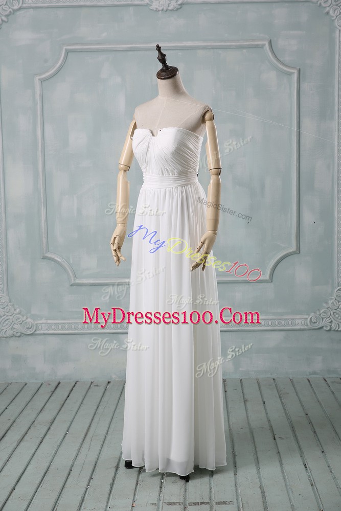Vintage Strapless Sleeveless Zipper Wedding Dresses White Chiffon
