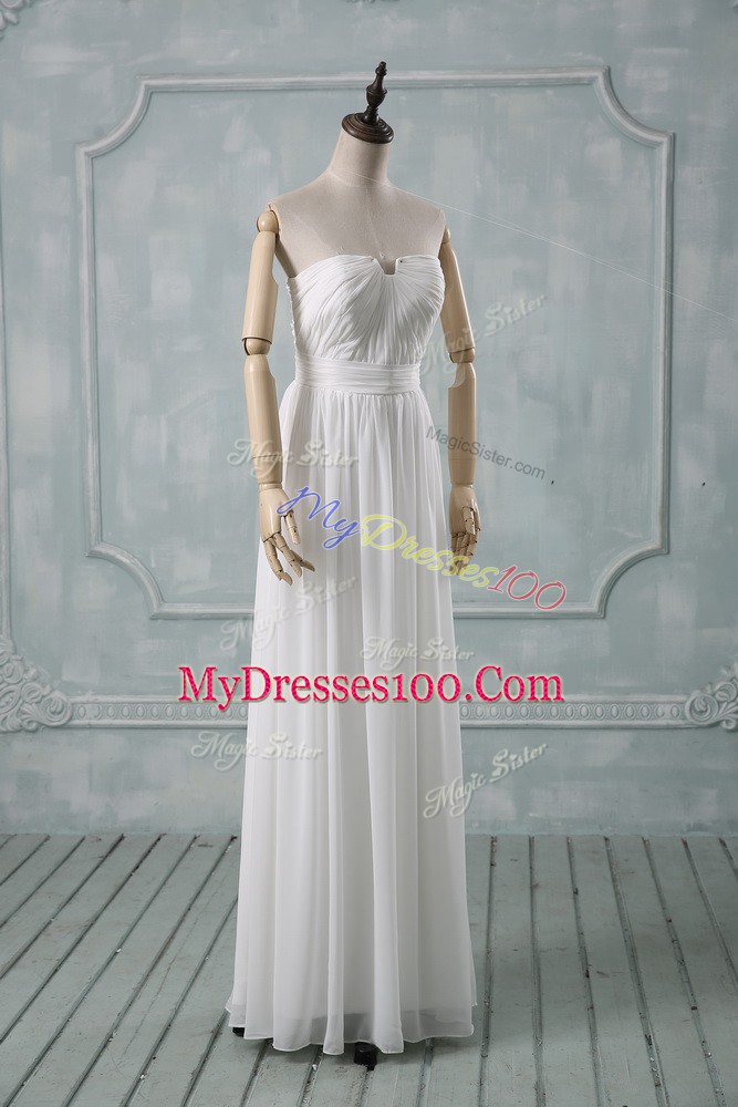 Vintage Strapless Sleeveless Zipper Wedding Dresses White Chiffon