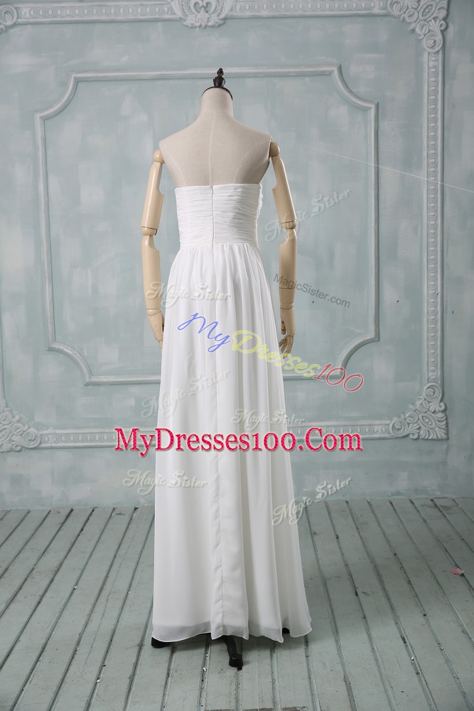 Vintage Strapless Sleeveless Zipper Wedding Dresses White Chiffon