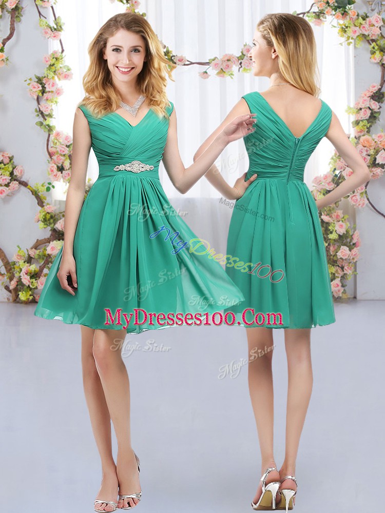 Low Price Turquoise Sleeveless Belt Mini Length Court Dresses for Sweet 16