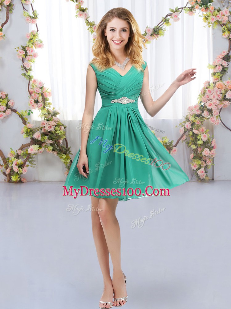 Low Price Turquoise Sleeveless Belt Mini Length Court Dresses for Sweet 16