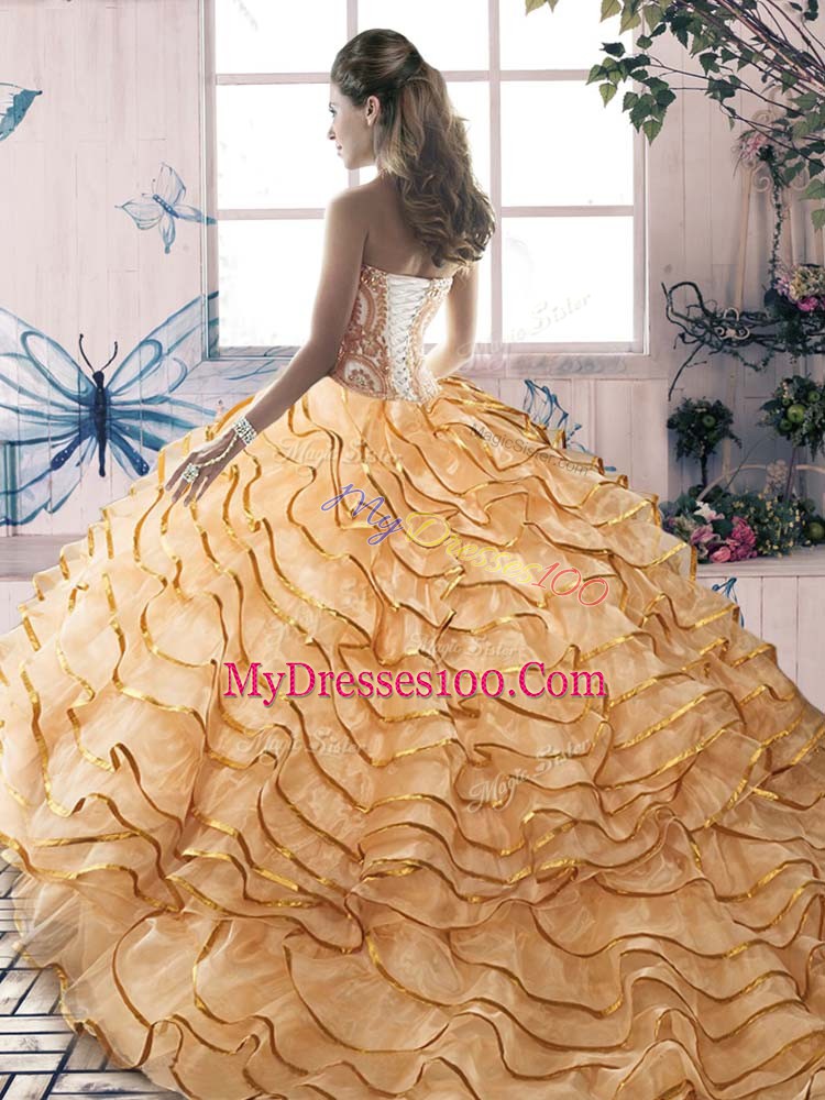 Discount Pink Sweet 16 Dress Sweet 16 with Beading and Ruffles Sweetheart Sleeveless Lace Up