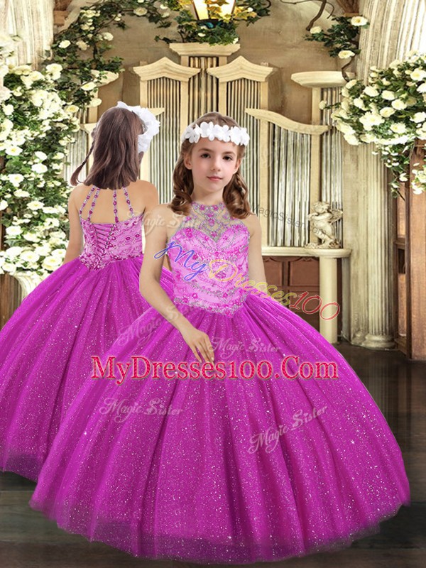 Graceful Tulle Sleeveless Floor Length Vestidos de Quinceanera and Beading