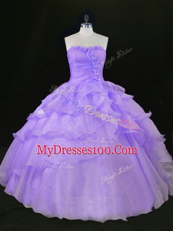 Sleeveless Floor Length Beading and Ruffles Sweet 16 Dresses