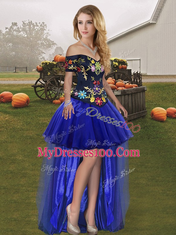 Royal Blue Sleeveless Tulle Lace Up Quinceanera Dresses for Military Ball and Sweet 16 and Quinceanera