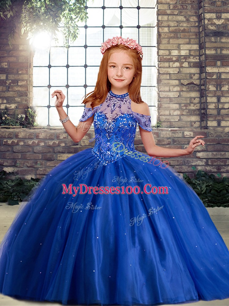 Sleeveless Beading and Ruffles Lace Up Pageant Dress for Teens