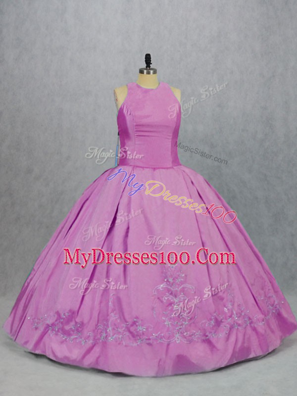Scoop Sleeveless Lace Up 15th Birthday Dress Lilac Satin