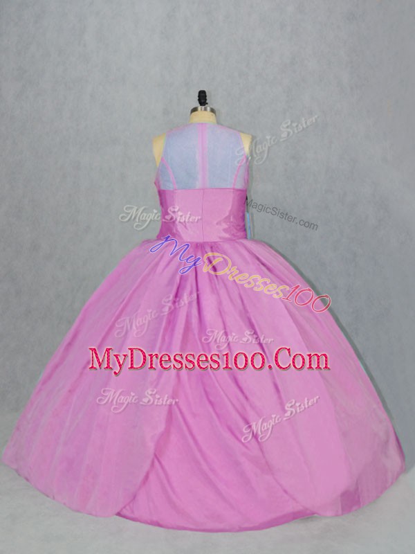 Scoop Sleeveless Lace Up 15th Birthday Dress Lilac Satin