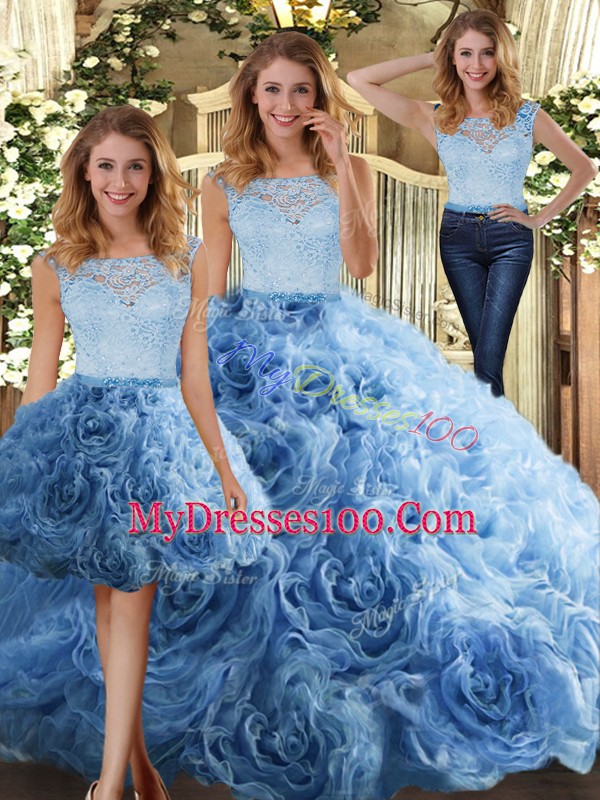Scoop Sleeveless Fabric With Rolling Flowers 15 Quinceanera Dress Lace Zipper