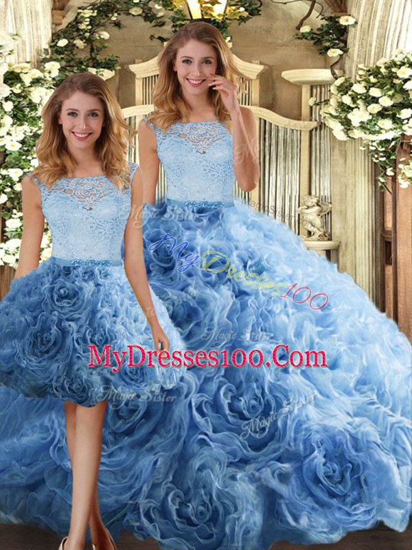 Scoop Sleeveless Fabric With Rolling Flowers 15 Quinceanera Dress Lace Zipper