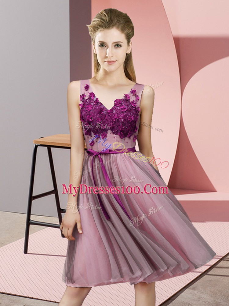 Top Selling Sleeveless Appliques Lace Up Vestidos de Damas
