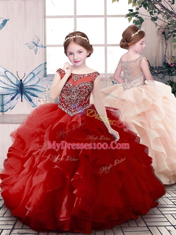 Organza Sleeveless Floor Length Quinceanera Dresses and Beading and Ruffles