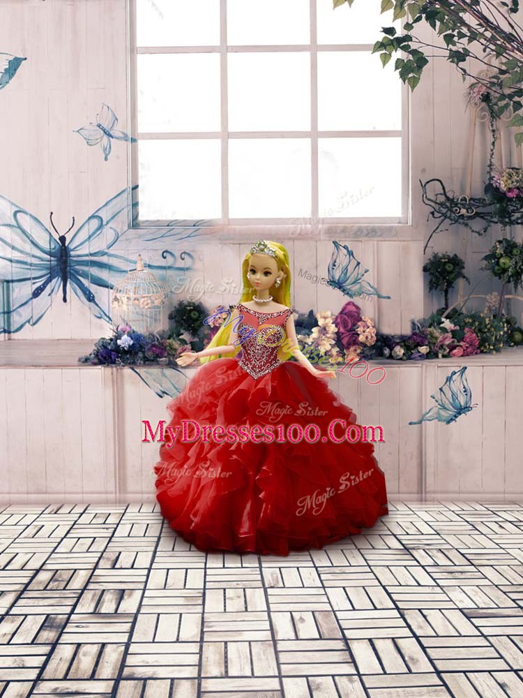Organza Sleeveless Floor Length Quinceanera Dresses and Beading and Ruffles