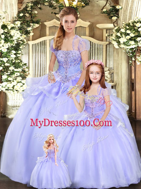 Organza Sleeveless Floor Length Quince Ball Gowns and Beading and Appliques