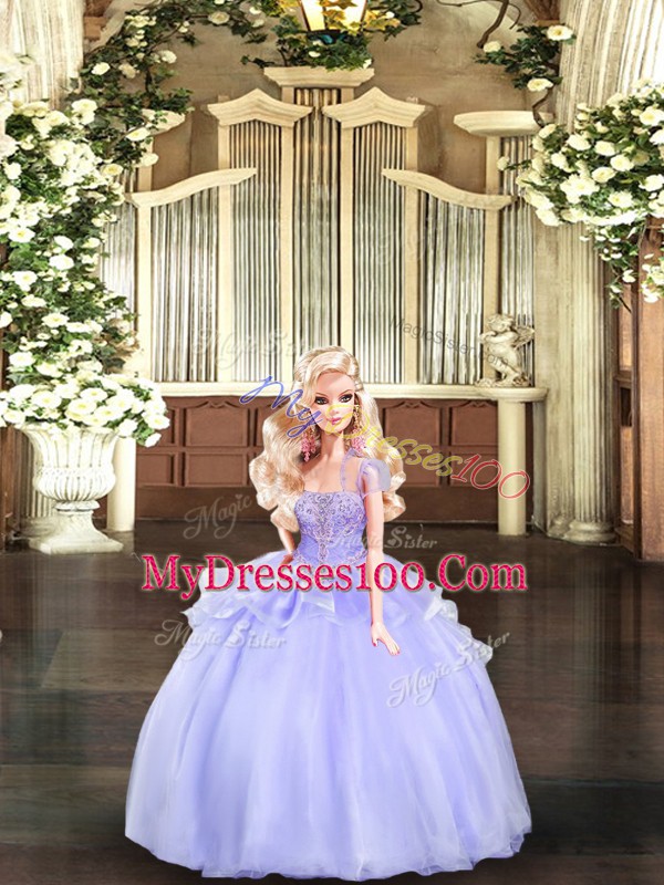 Organza Sleeveless Floor Length Quince Ball Gowns and Beading and Appliques