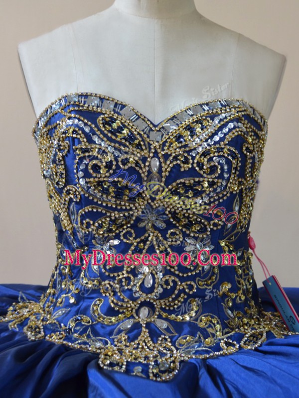 Royal Blue Quinceanera Dresses Sweetheart Sleeveless Brush Train Lace Up