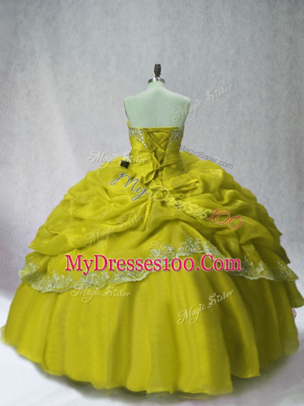 Floor Length Olive Green Quinceanera Gown Sweetheart Sleeveless Lace Up