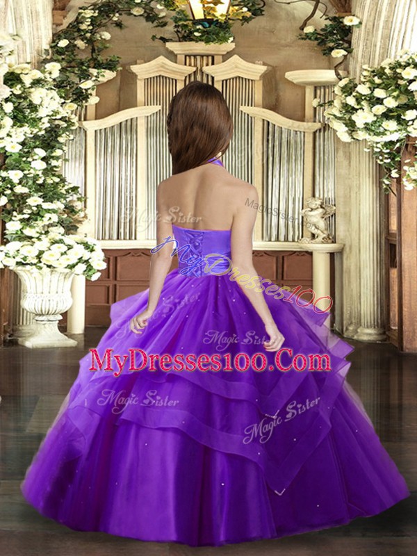 Top Selling Sleeveless Floor Length Ruching Lace Up High School Pageant Dress with Turquoise