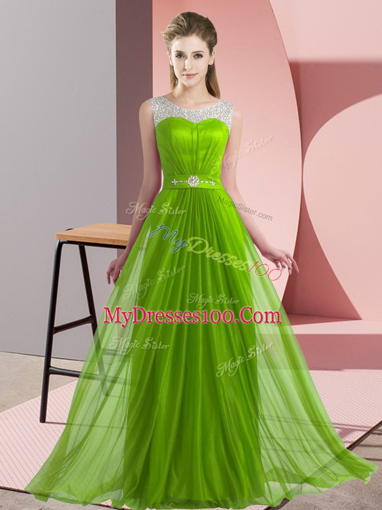 Sleeveless Chiffon Lace Up Vestidos de Damas for Wedding Party