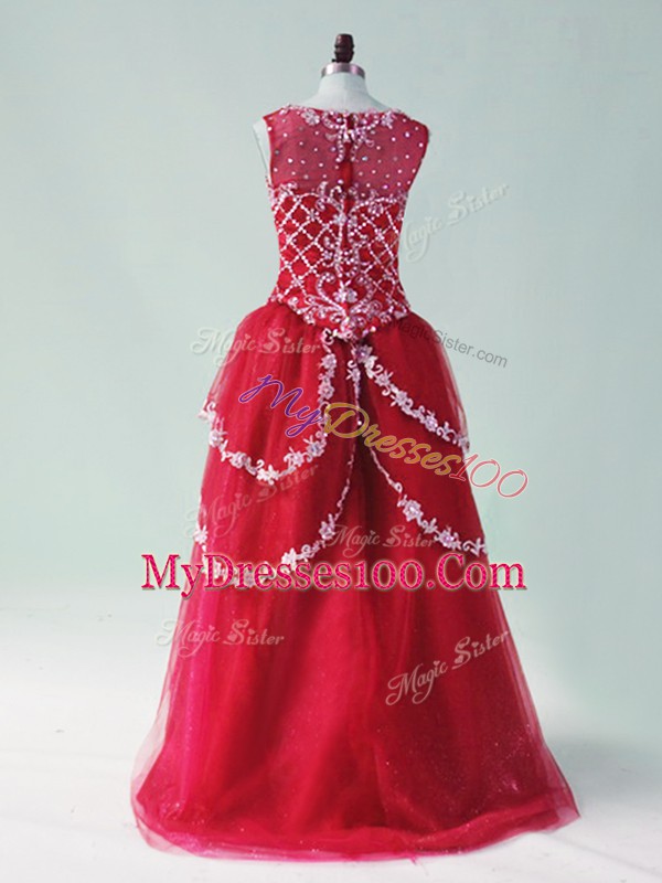 Cheap Beading and Appliques Prom Party Dress Wine Red Zipper Sleeveless High Low