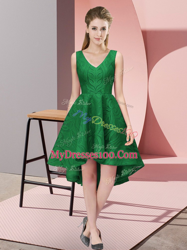 V-neck Sleeveless Lace Damas Dress Lace Zipper