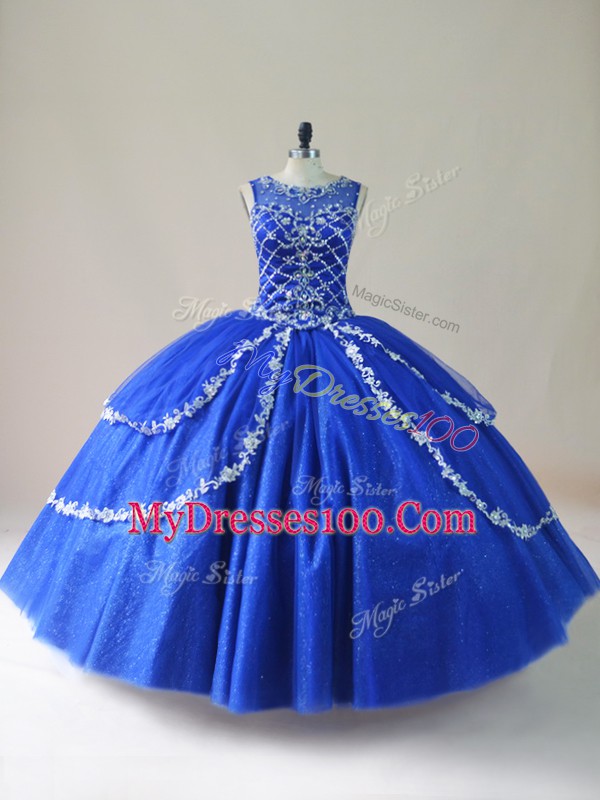 Sleeveless Zipper Floor Length Beading Quinceanera Dresses