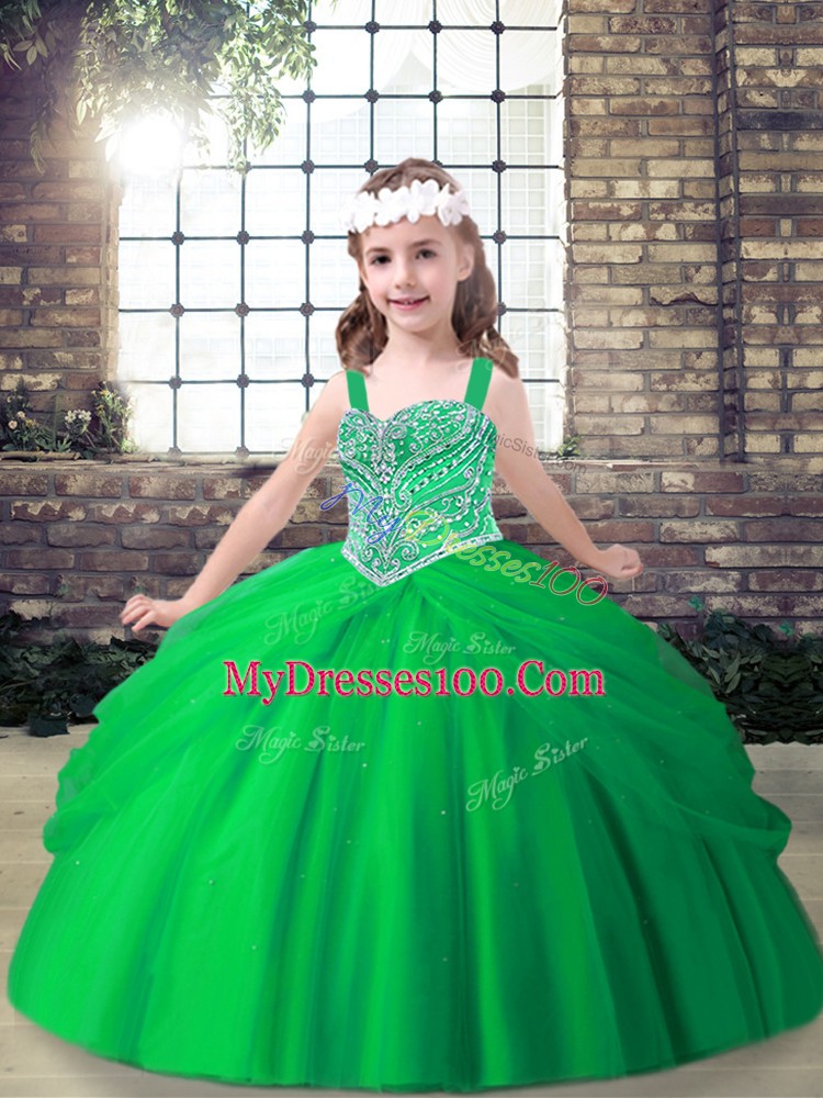 Cute Sleeveless Beading and Pick Ups Floor Length Kids Formal Wear